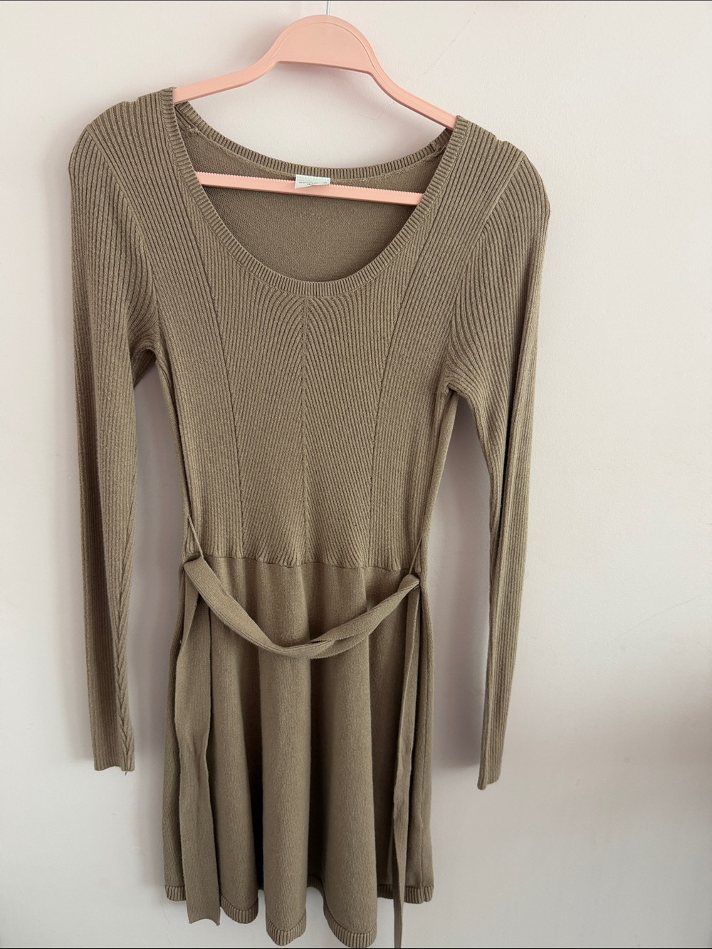 abercrombie kids Olive Green Ribbed Long-Sleeve Belted Dress